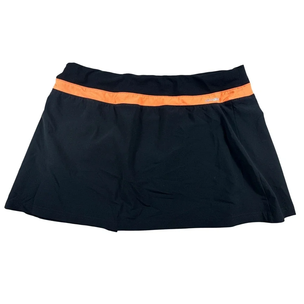 Adidas Climalite Tennis Skort Black Orange Pleated Athletic Skirt Womens Size M